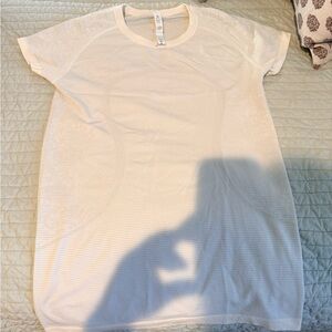 lululemon athletica Cream Striped Short Sleeve Top